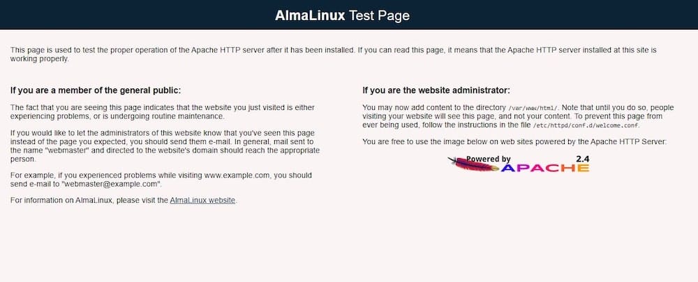 Install Apache on AlmaLinux 8