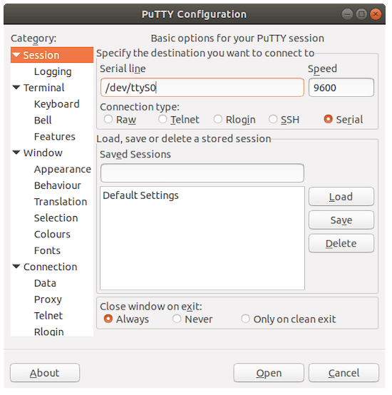 serial terminal program ubuntu