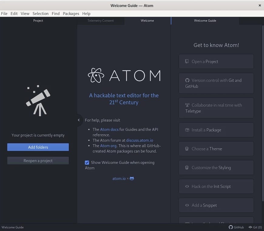 Install Atom Text Editor on AlmaLinux 8