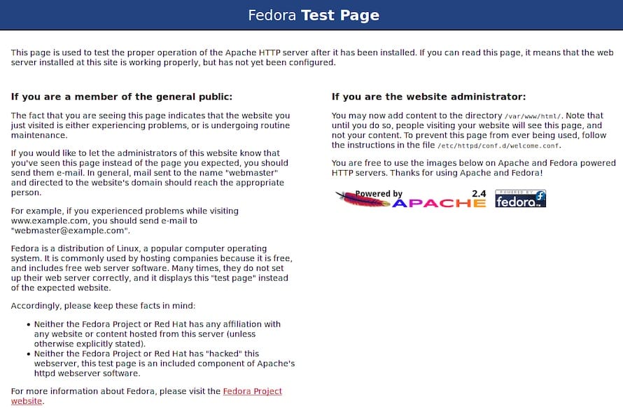 Install Apache Server on Fedora 35