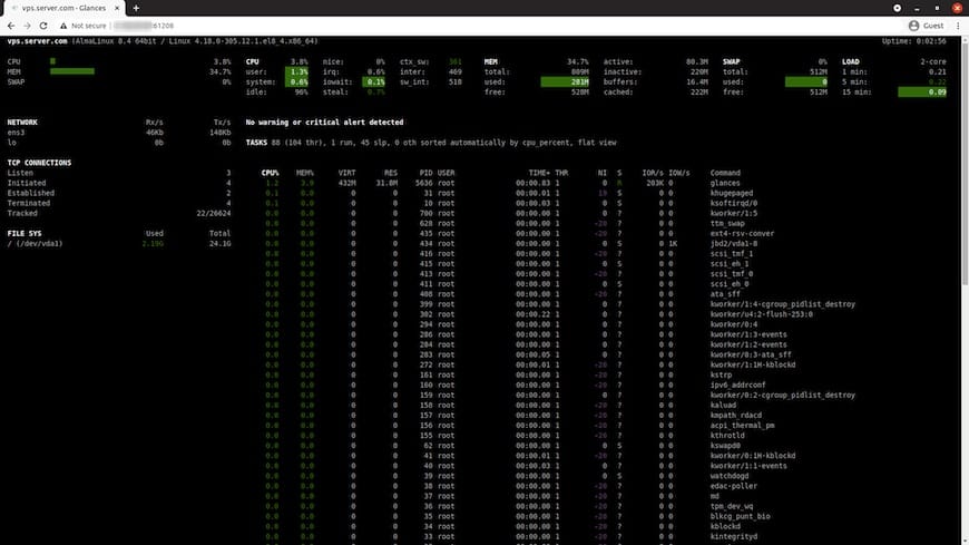 Install Glances on AlmaLinux 8