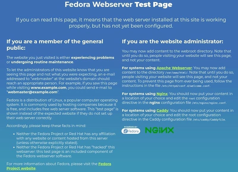 Install Nginx on Fedora 37