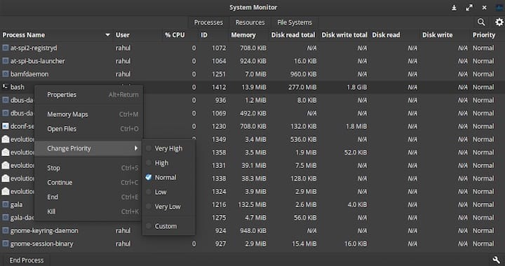 Gnome System Monitor Linux