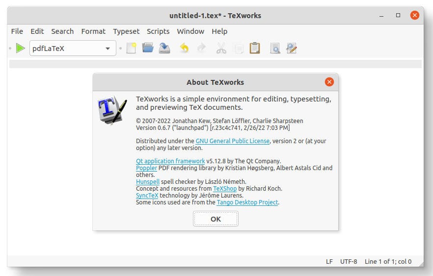Install TeXworks on Ubuntu 22.04 LTS Jammy Jellyfish