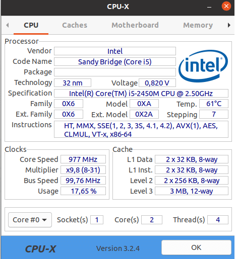 Install CPU-X on Ubuntu 22.04 LTS Jammy Jellyfish